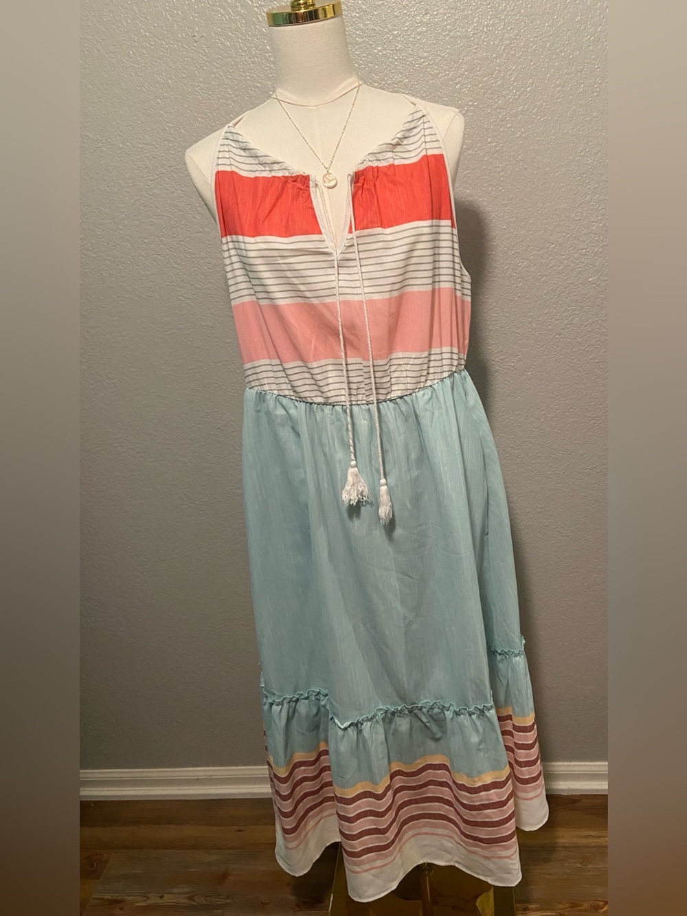 BloomChic: Strips, Coral, Pink & Light Blue Summer Dress